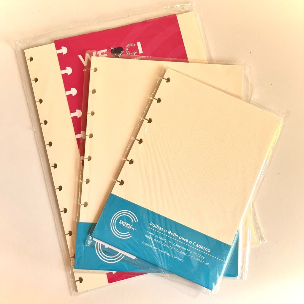 Refil Vergê (Folhas Creme) 180g para Caderno Inteligente | Tamanho A5, Médio ou Grande