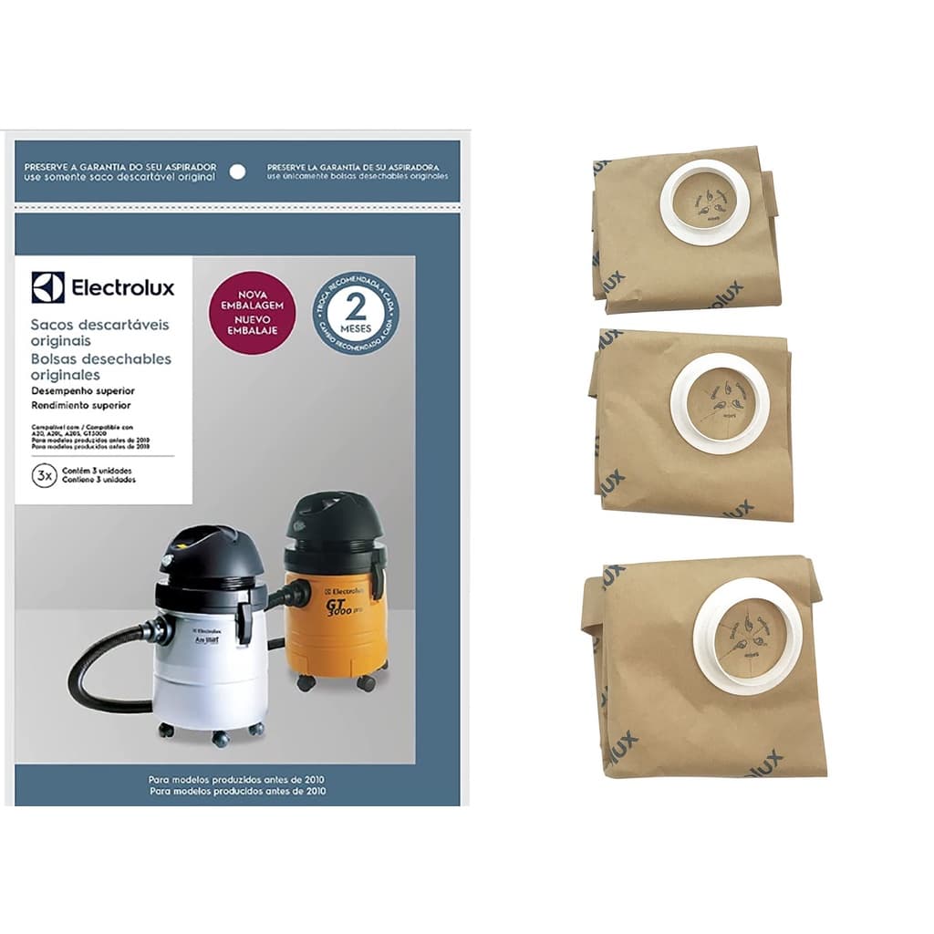 KIT 3 SACOS ASPIRADOR PO ELECTROLUX GT3000 A20 CSE19