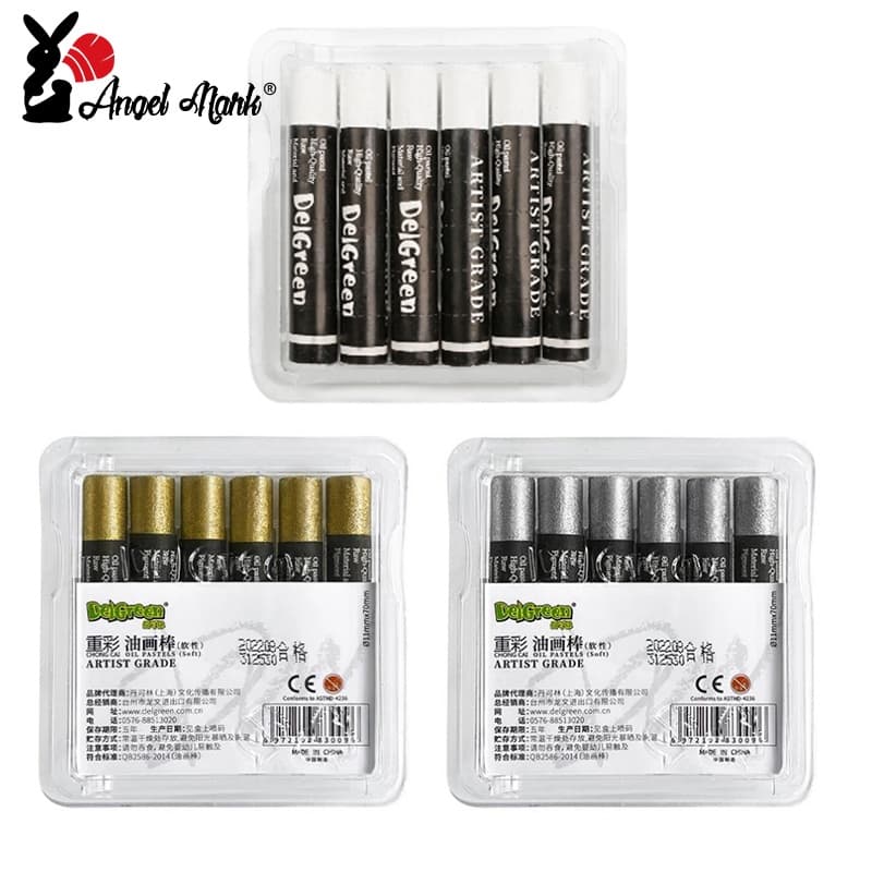 Angel Mark 6 Peças De Pintura A Óleo Em Bastão , Cor Pesada , Branco/Dourado/Prata , Pastel , Grafite , Lápis , Artista , Estudantes , Materiais De Arte