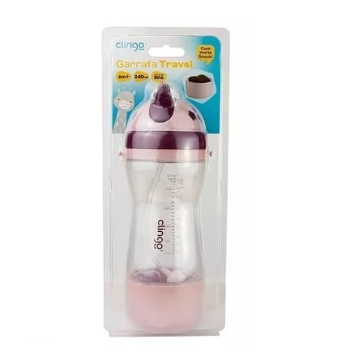 Garrafa Travel Com Porta Biscoito Rose 240Ml – Clingo