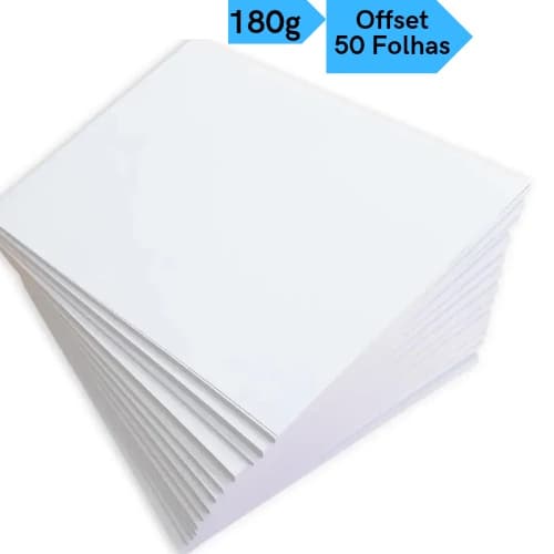Papel Offset Opaline Liso 180g 50 Folhas A4 Branco Diplomata Masterprint