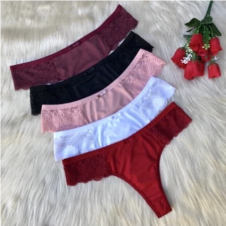 Kit 10 Calcinhas Fio Dental Renda Lateral Sexy