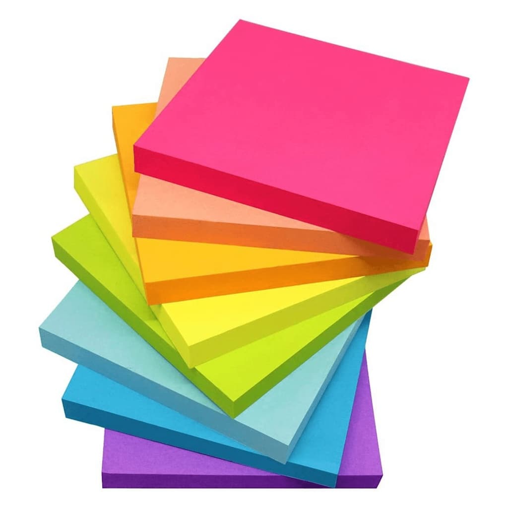 Bloco de Notas 76x76mm Bloco Adesivo Para Anotações Colorido Tons Neon Color