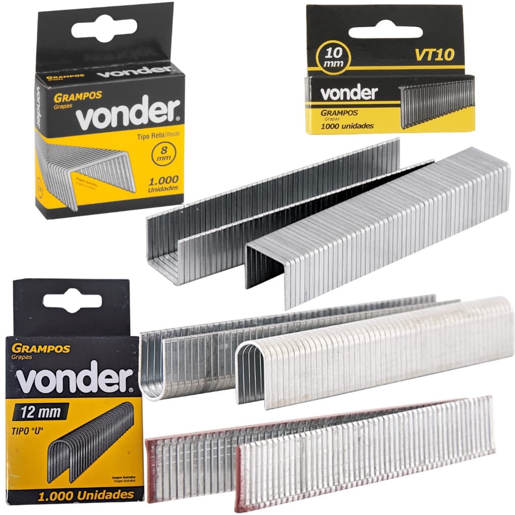 Grampo Reto Pino U 6, 8, 10, 12, 14mm Para Grampeador Manual