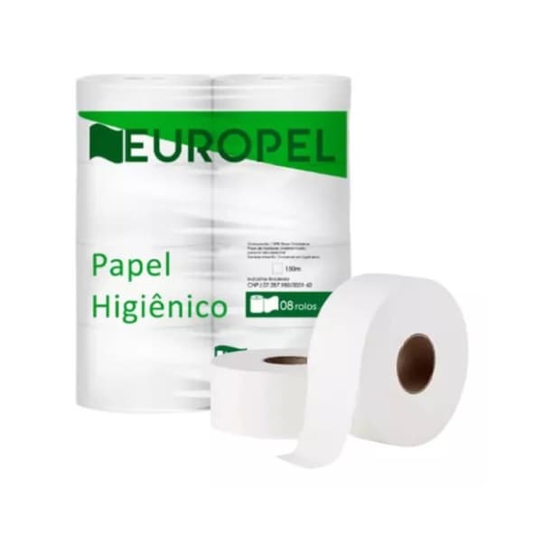 PAPEL HIGIENICO ROLAO EUROPEL BRANCO PCT. 8 ROLOS X 300 MTS