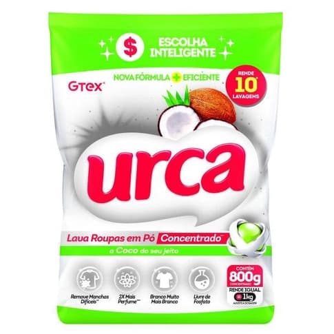 Lava Roupas Pó Concentrado Coco Urca Sachê - 800g