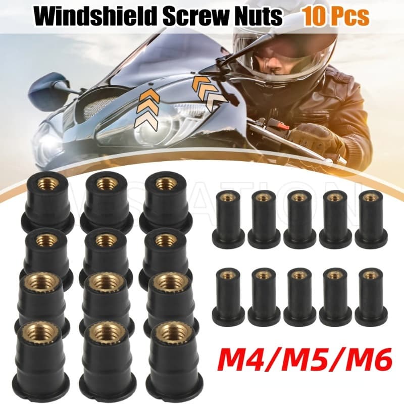 10Pcs M4 M5 M6 Porcas De Poços De Borracha Universal/Parafusos De Cobre De Latão Para Pára-Brisas De Motocicleta/Modificação Do Rebite/Acessórios Marítimos Barcos Kayak