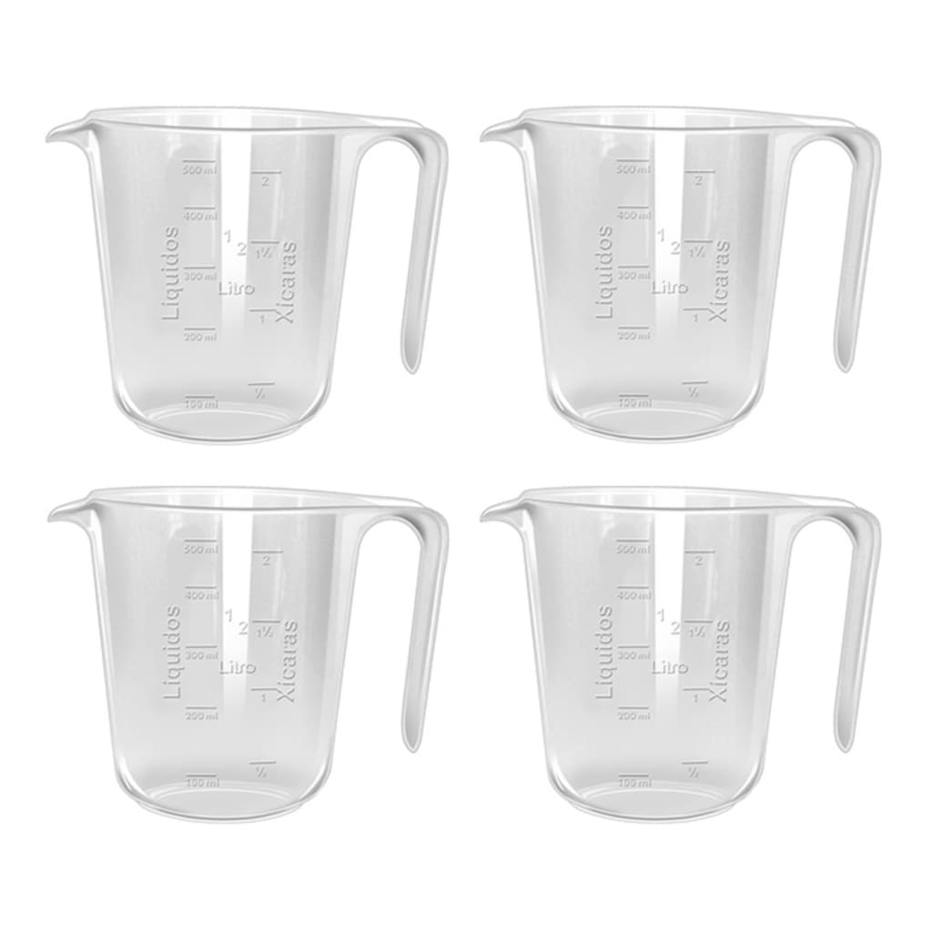 Kit 4 Jarra Medidora Graduada 500ml Jarra Medida Bpa Free