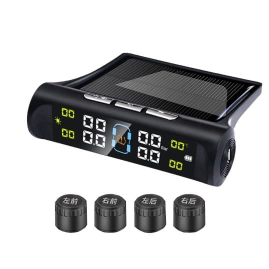 Sistema De Alarme De Pressão De Pneus De Energia Solar TPMS Segurança Automático Aviso De Temperatura