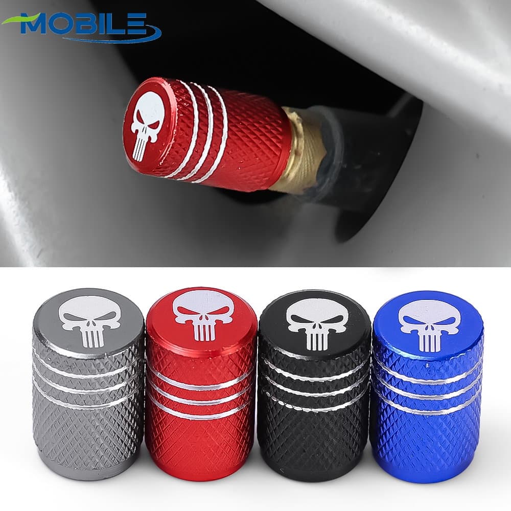 4Pcs/Set Tampas De Alumínio Para Carros À Prova De Poeira Vazamento De Ar Bocal Sorriso Válvula De Mamilo Haste