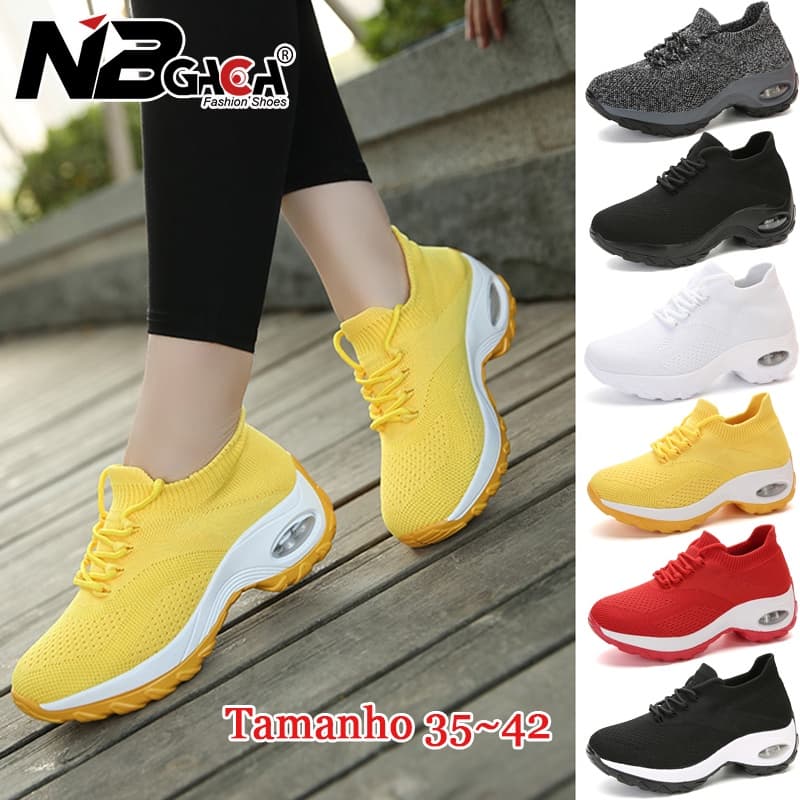 Calçados esportivos femininos, tênis de corrida, almofada de ar confortável, antiderrapante, mais respirável