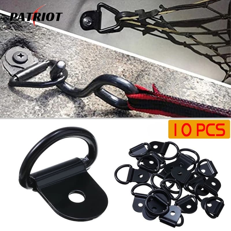 10 Pcs Conexões De Fixação Da Porta Traseira Do Caminhão Âncora De Carga/Fivela Placa De Ferro Anel De Puxar Carro Em Forma De D Gancho Veículo Fora-De-Estrada Ligação Multiuso De Aço Inoxidável
