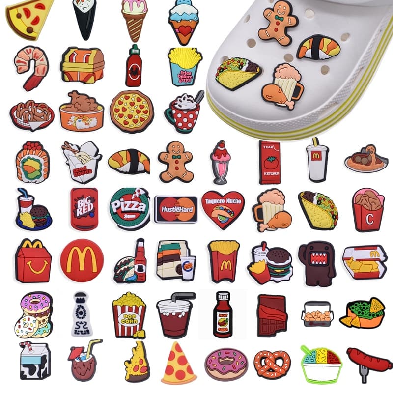 Acessórios para sandálias Pingente Botão Alfinetes Alimento Cartoon Sapatos De Bricolage De Encanto