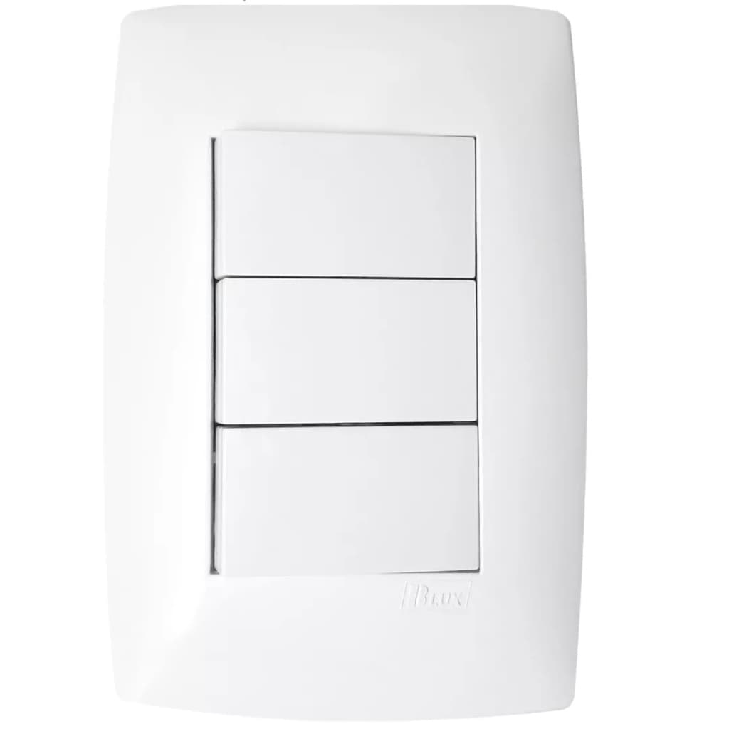 Interruptor Triplo Simples Branca Brilho Home Blux