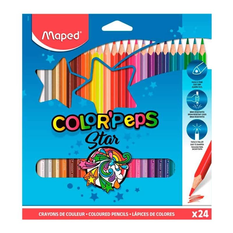 Lápis de cor Color''Peps Star 24 cores 183224ZV Maped
