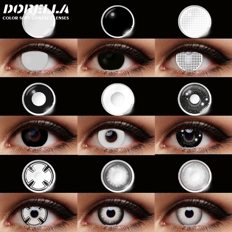 Dororella 1 Par De Lentes De Contato Para cosplay Coloridas Olhos anime Preto Branco Lente Os Cosméticos