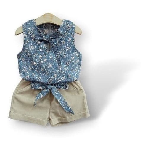 Conjunto Social Infantil Short + Cinto + Blusa