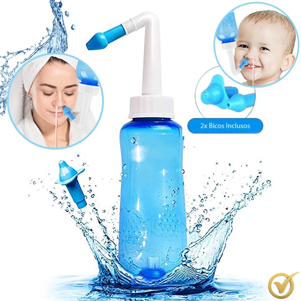 Higienizador Limpador Nasal Ducha Lavador P/ Rinite Sinusite Alérgica Com Bico Adulto e Infantil
