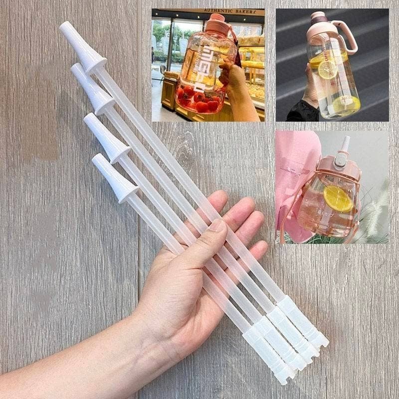 Garrafa De Água Cortável De Substituição De Canudos/Silicone Macio De Para Uso Doméstico Canudo De Plástico/Palha Reutilizável Com Escova De/Universal Copo De 220mm 275mm 320mm Big Belly