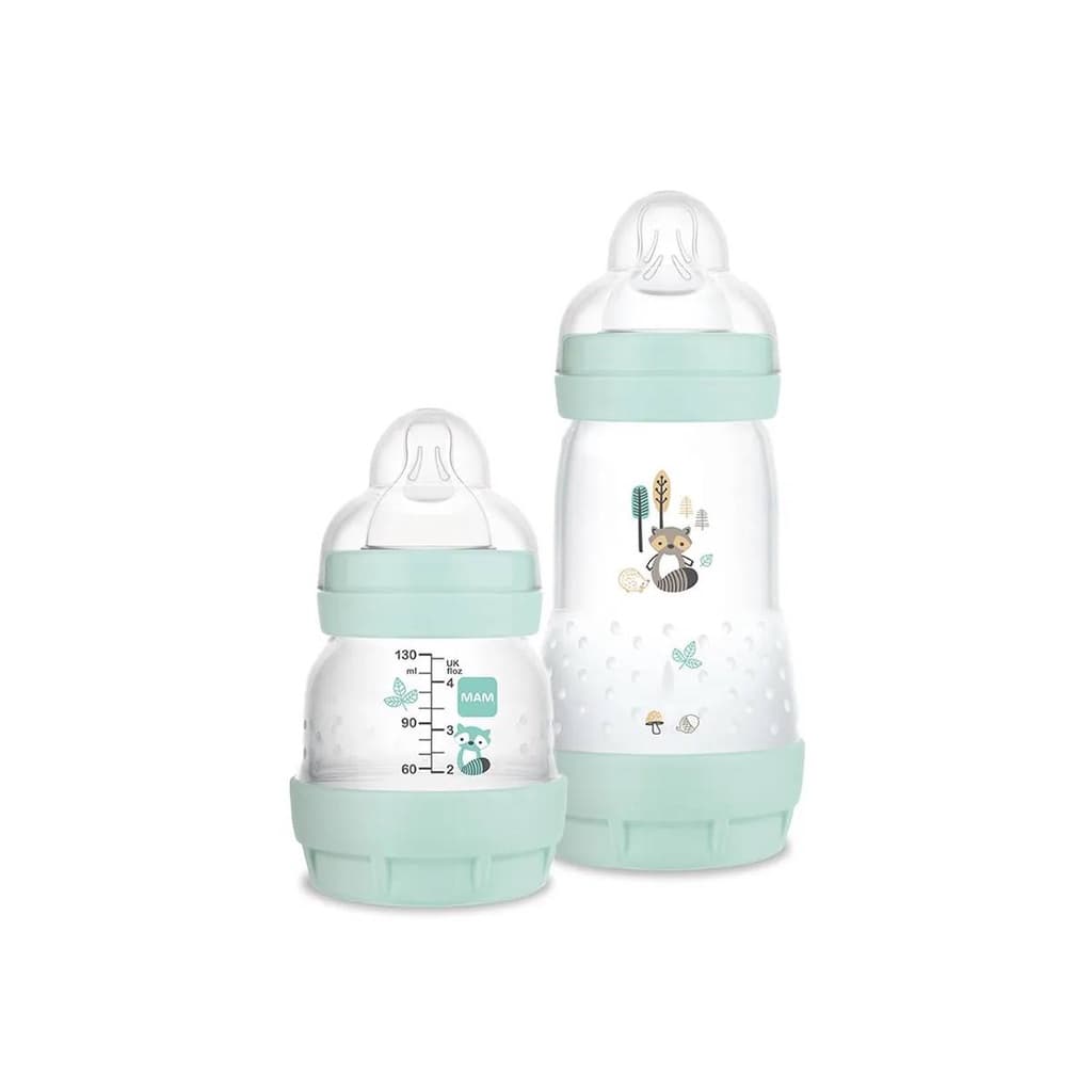 Kit 2 Mamadeiras MAM Easy Start 130ml 260ml Azul Bico Silicone Fluxo Lento Bebe Completo
