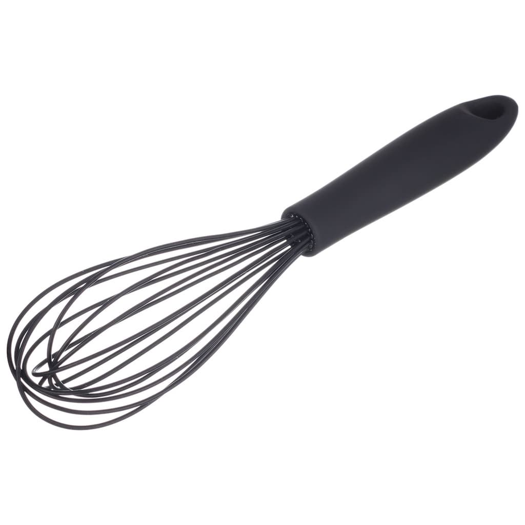 Batedor Manual Fio Silicone C/ Cabo Em Pp Preto 31cm Batedor de Bolo e Massas Fouet