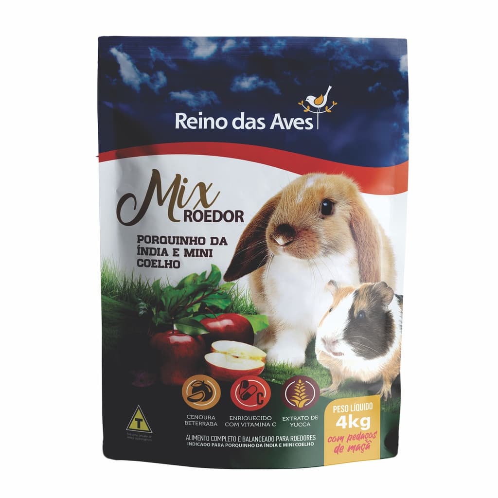 Porquinho Da India E Mini Coelho 4kg Reino Das Aves