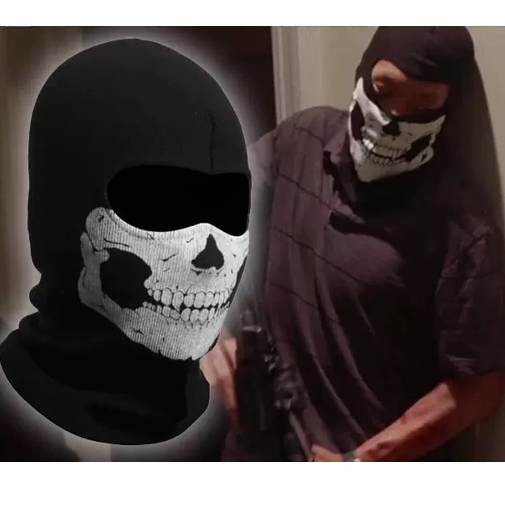 Máscara Facial Completa Com Skull Black Ghosts Impresso Para Cosplay Party Halloween Bike Cycling Outdoor Skate Hiking Skiing Tube Motocicleta Balaclava