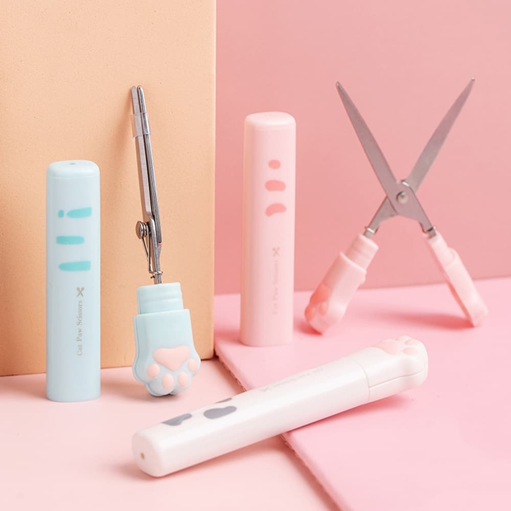 1 Peça Tesoura De Pata De Gato Criativa Mini Tesoura De Artesanato Dobrável Portátil