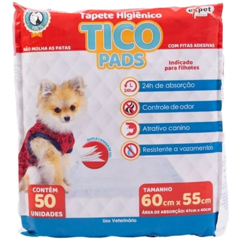 Tapete Higienico Tico Pads 50 Unidades 60x55cm