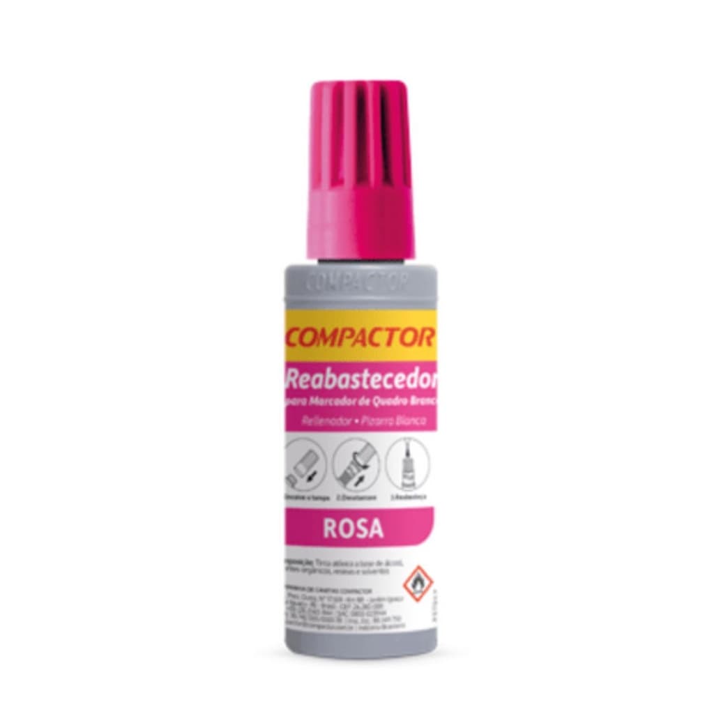 Reabastecedor  Refil Para Quadro Branco Compactor  30mL - ROSA