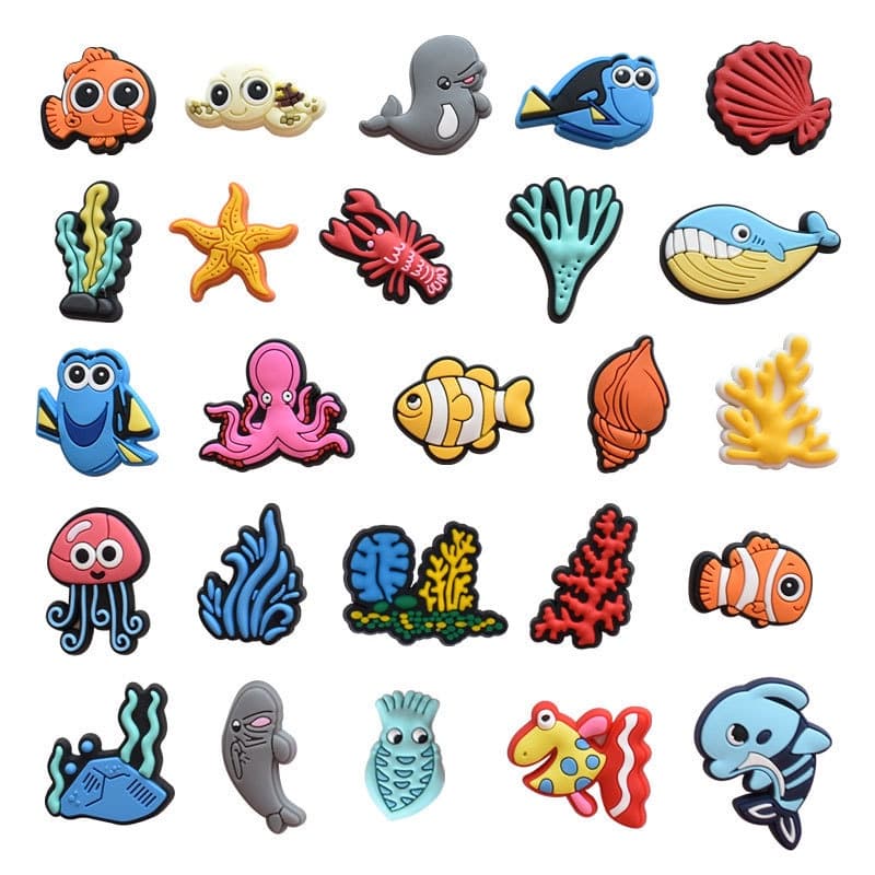 Encantos de sapatos de decorações de peixe acessórios de PVC com botão e sandálias pinos de pingente com presentes