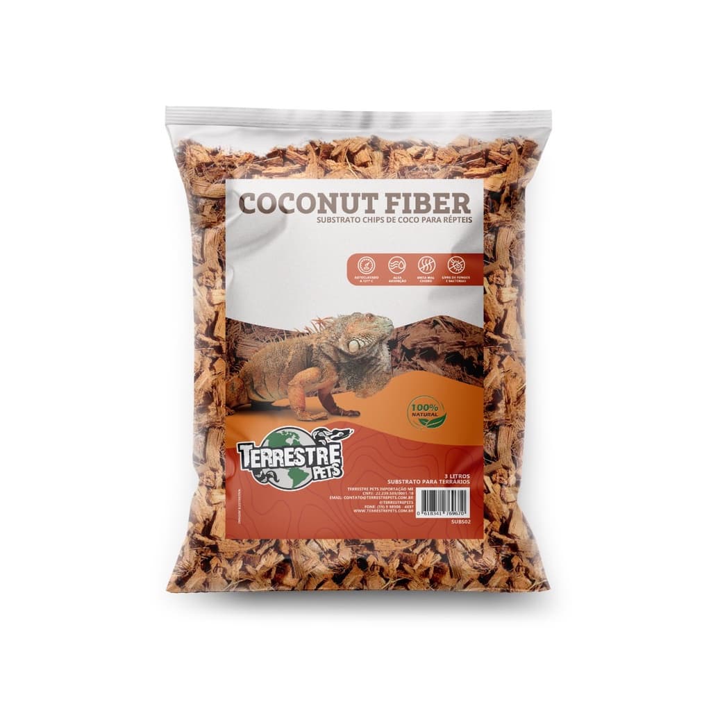 Substrato Chips De Coco Para Répteis Terrestre Pets 3 Litros