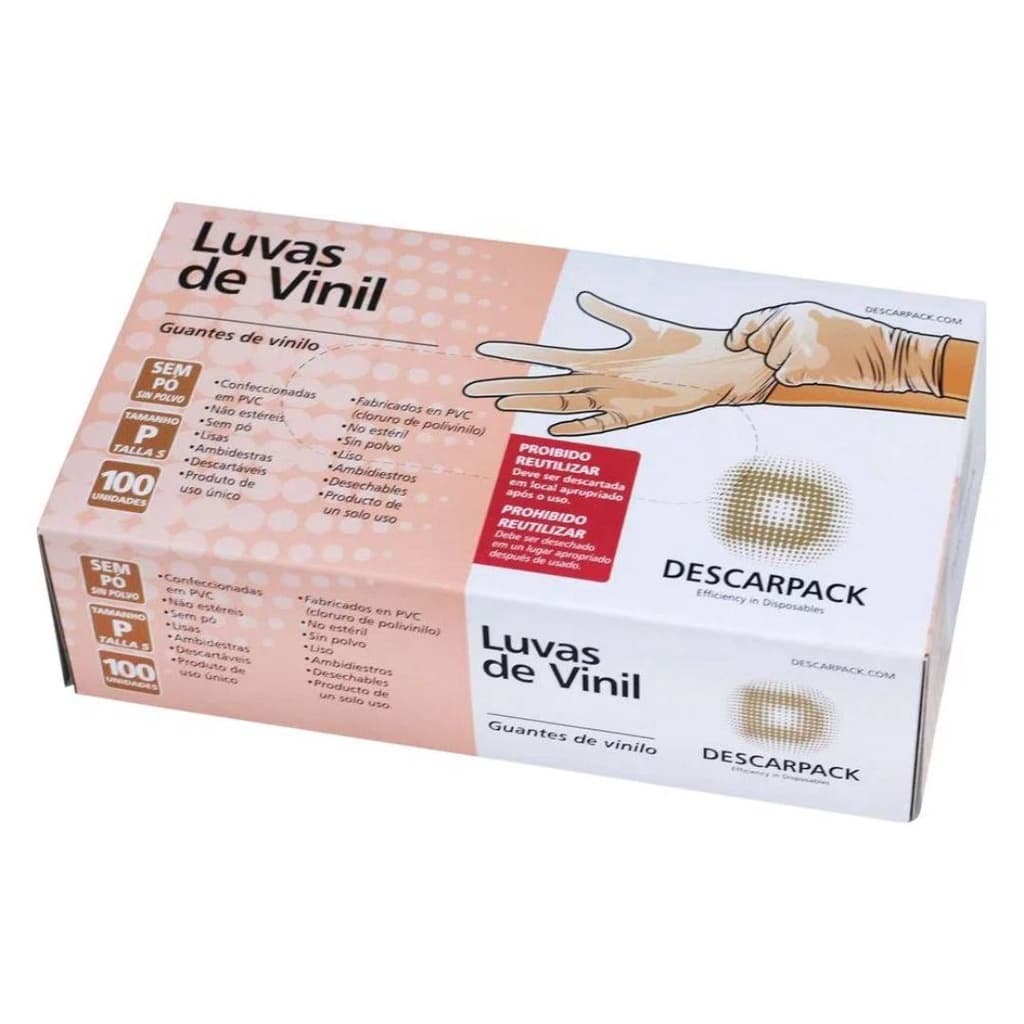 Luva de Vinil Sem Pó Atóxica Descarpack 100un