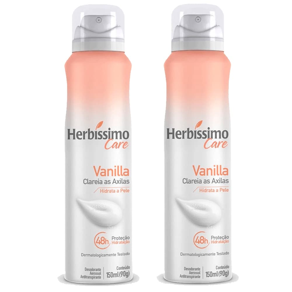 Kit Desodorante Aerossol Antitranspirante Herbissimo Care Vanilla 150ml (2 unidades)