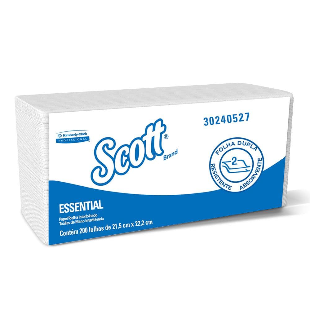 Papel Toalha Interfolhado Scott Essential Folha Dupla com 200 Folhas