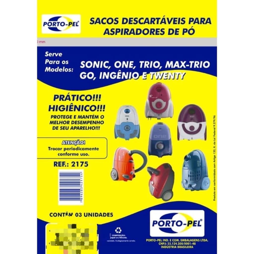 3 SACOS ASPIRADOR ONE,SONIC, MAX TRIO, GO, INGENIO, TWENTY