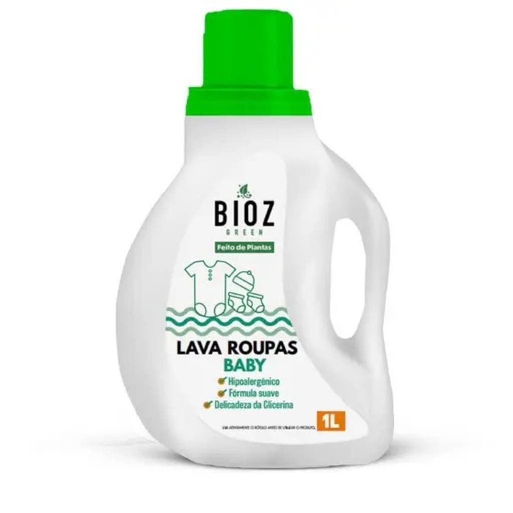 Lava Roupas Baby Liquido Bioz Green Limpeza Eficiente Nao Danifica as Roupas do Bebe Formula Natural 1L