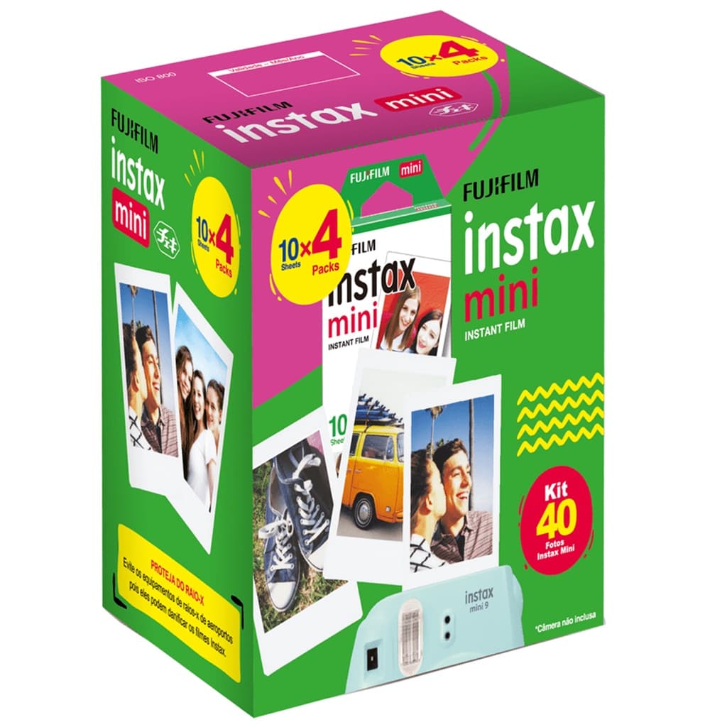 Kit Filme Instax Mini 40 Fotos Papel Fotográfico Fujifilm 54x86mm p/ Câmera Instantânea Mini 7 8 9 11 12 Mini Link