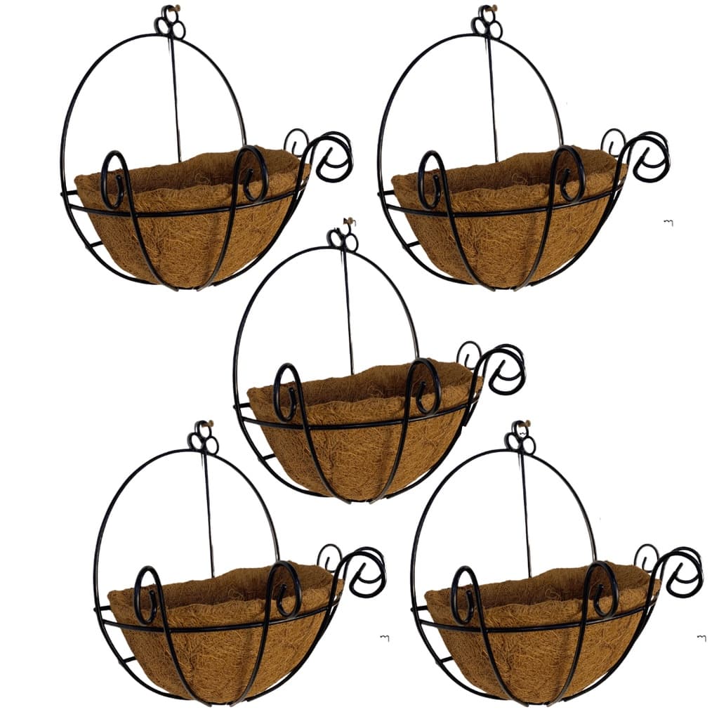 5 Vasos de Parede de Fibra de Coco 25cm de Plantas Meio Vaso