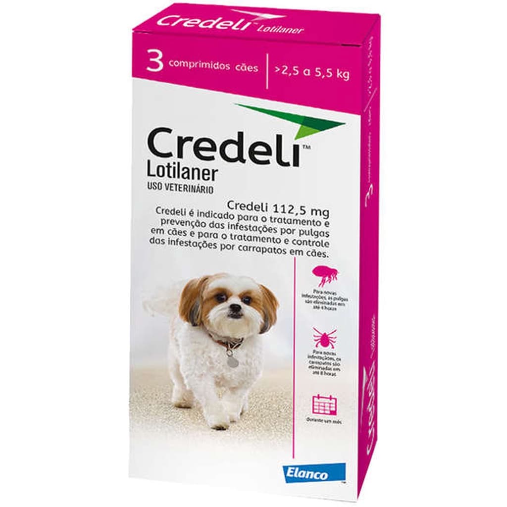 Credeli Elanco 112,5 mg para Cães de 2,5 a 5,5 Kg - 3 Comprimidos