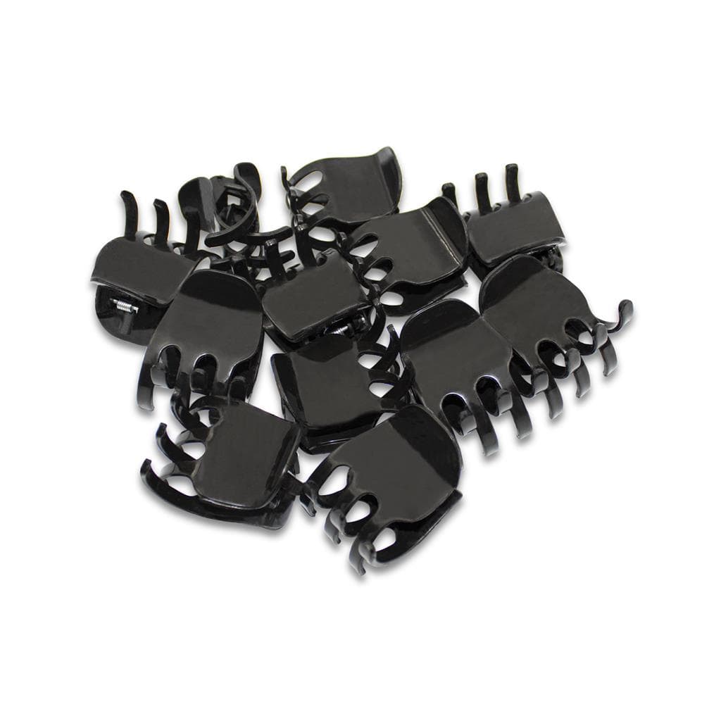 Kit 12 Presilhas Piranha para Prender os Cabelos Tridente Média Preto