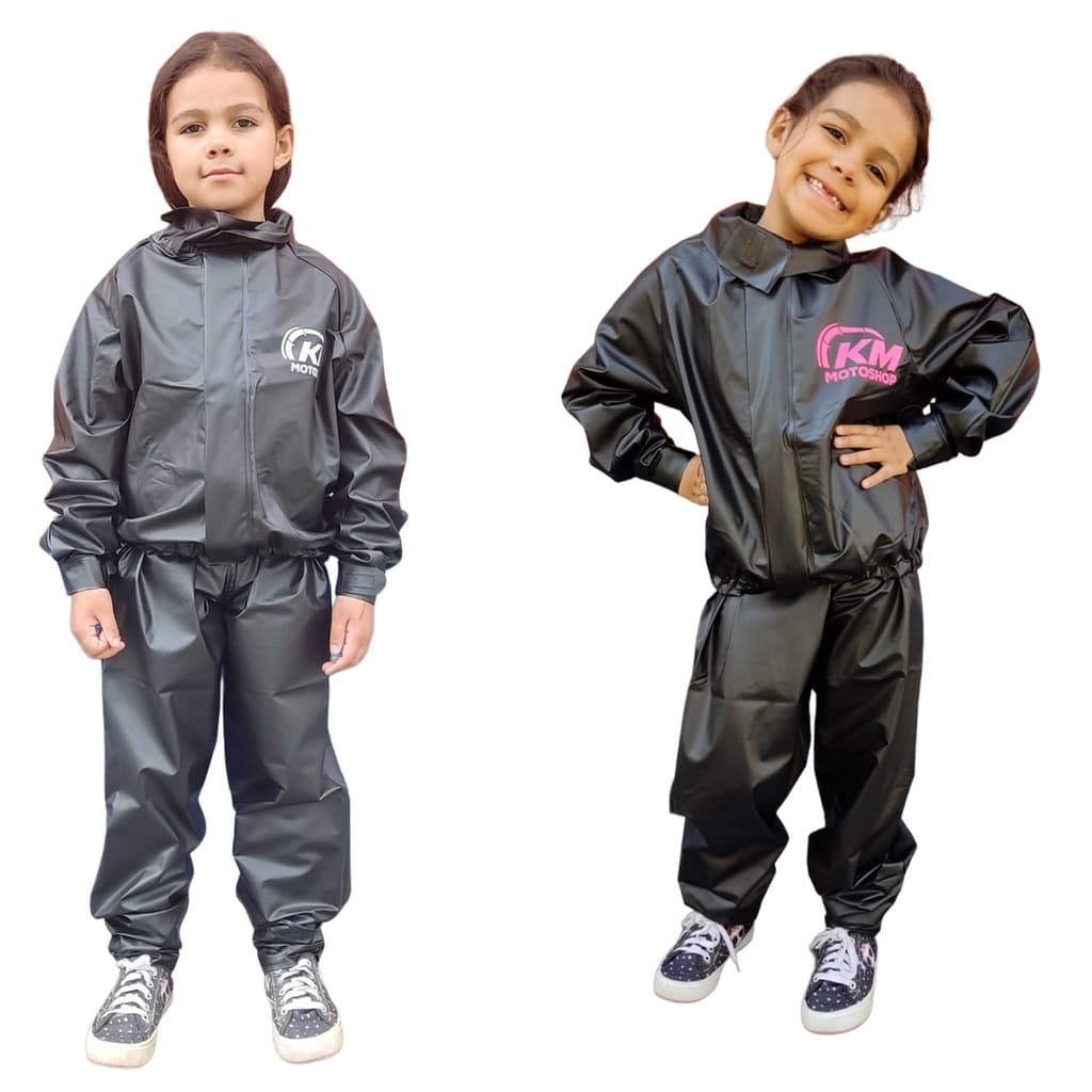 Capa de chuva infantil PVC KM Motoshop Resistente flexível