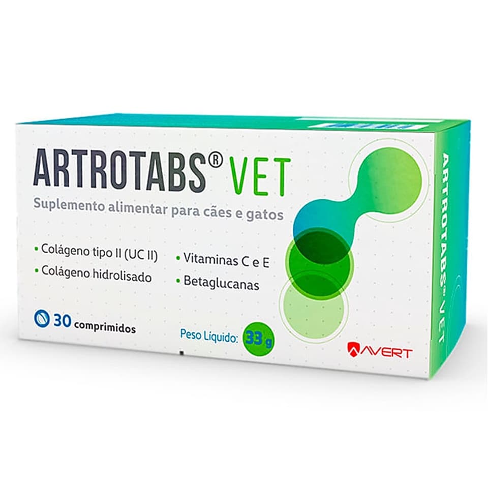 Artrotabs Vet 33g Suplemento Alimentar Com 30 Comprimidos