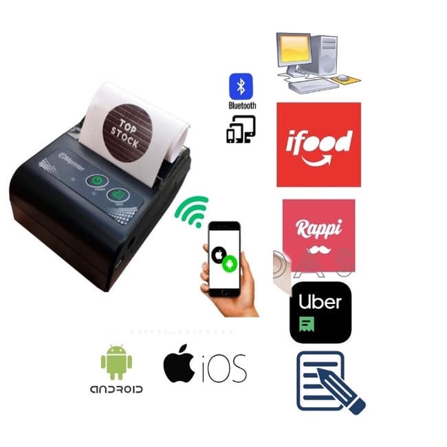 Impressora térmica para pedidos aplicativo lanches cupom fiscal bluetooth windows