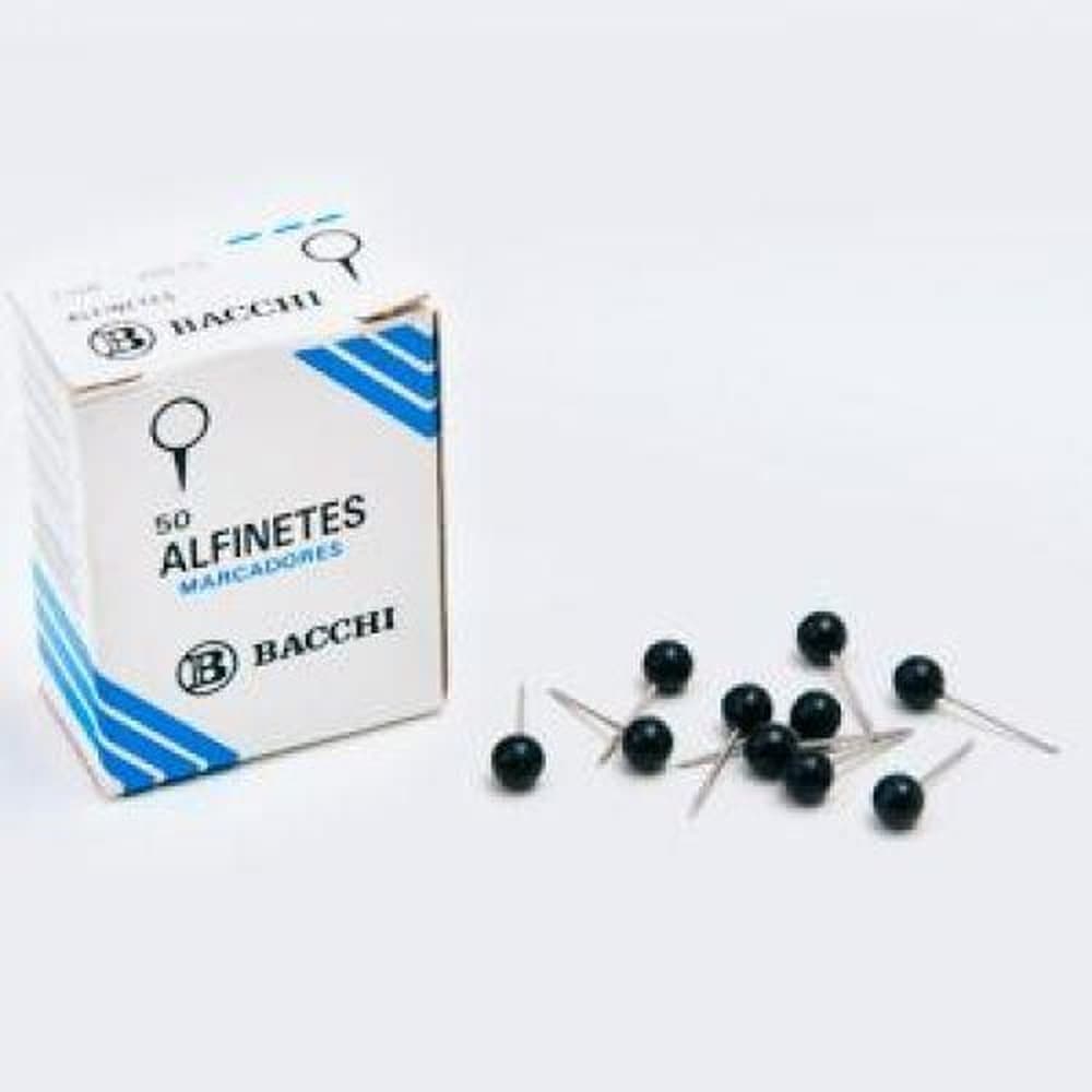Alfinete Para Mapa Com 50 Unidades Nº 5 Preto - Bacchi