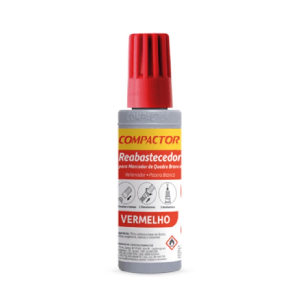 Reabastecedor  Refil Para Quadro Branco Compactor  30mL - VERMELHO
