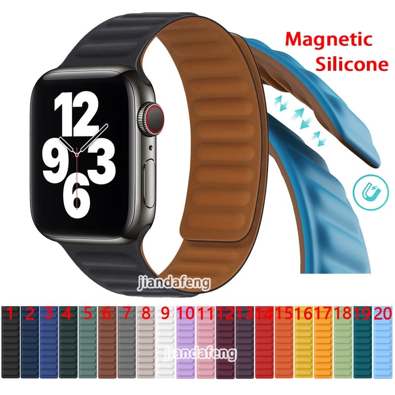 Pulseira De Silicone Magnética Esportiva À Prova D'água Para Apple Watch Série 11 10 9 8 7 SE 6 5 4 3 Ultra iWatch 40mm 