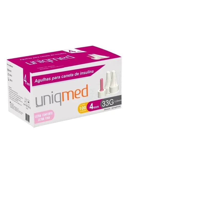 Agulha para Caneta de Insulina 4mm x 33g Ultra-fina UNIQMED - 100UN