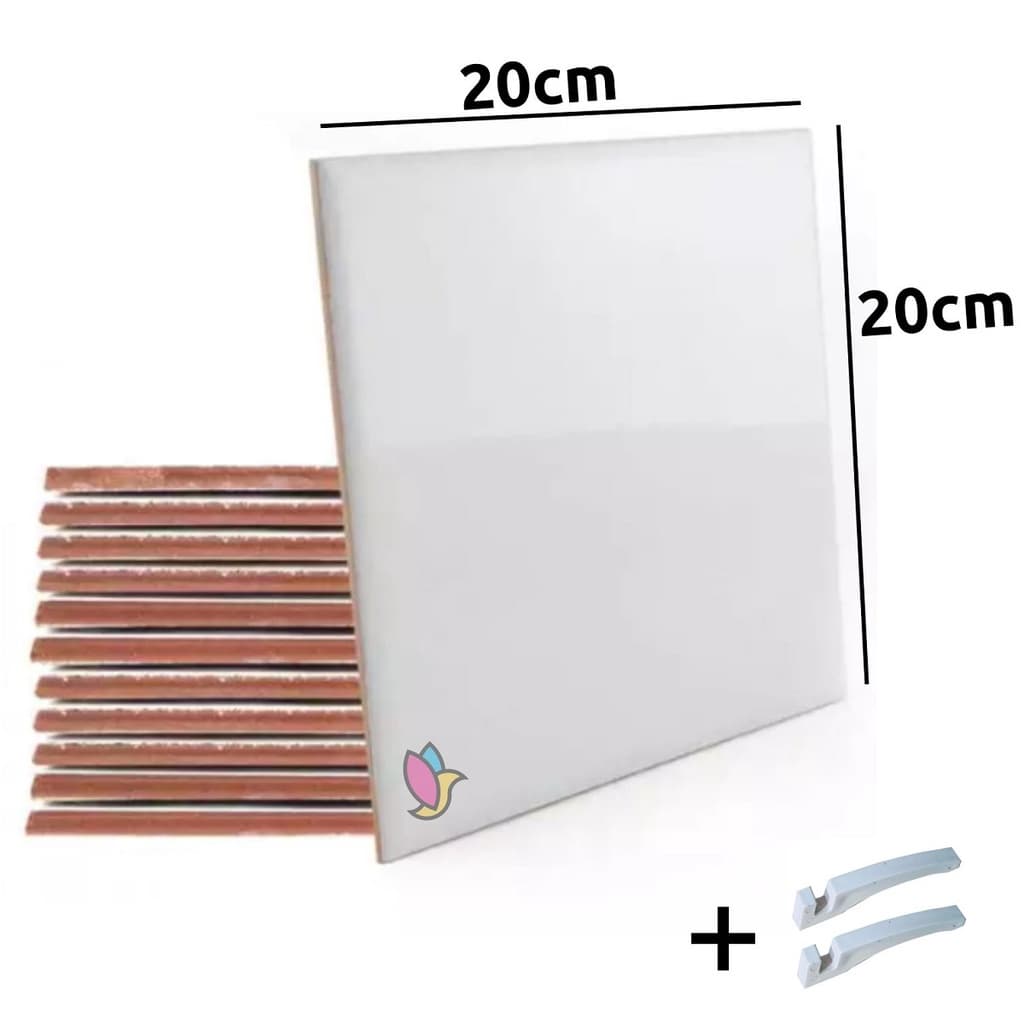 5 Kit Azulejo Sublimação Brilhoso 20x20cm Acompanha Suportes