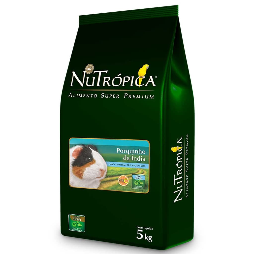 Ração Nutrópica Porquinho da Índia 5kg Alimento Super Premium Inglês Peruano Abissínio Rex Teddy